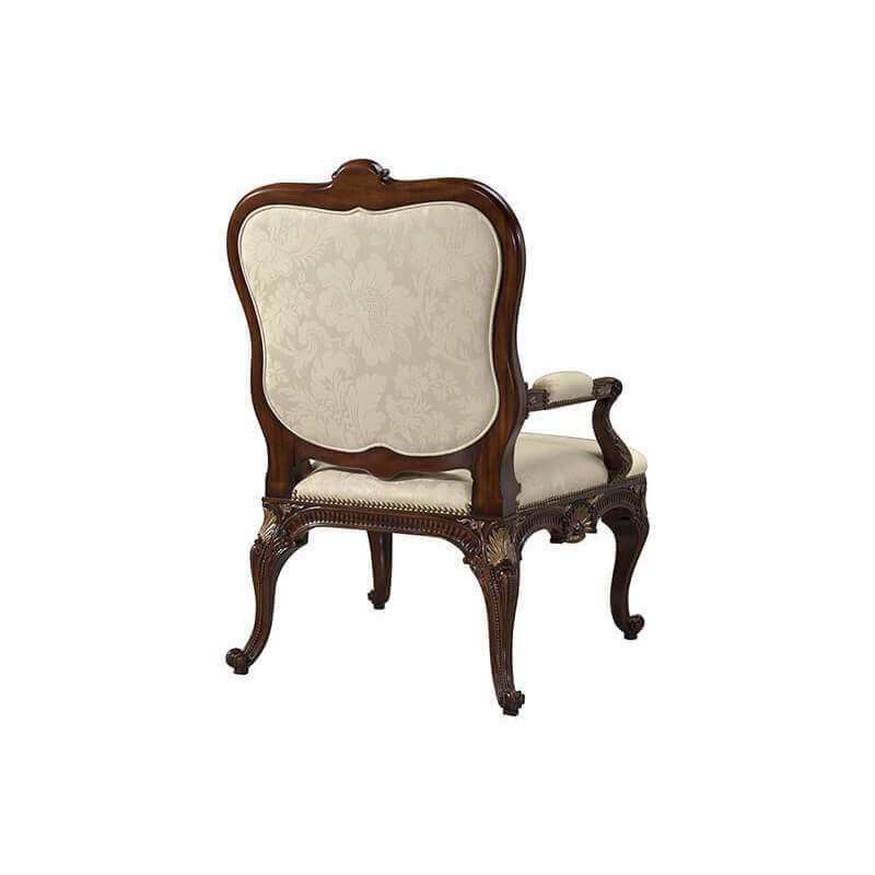 Rear view of Chippendale armchair, detailed craftsmanship.