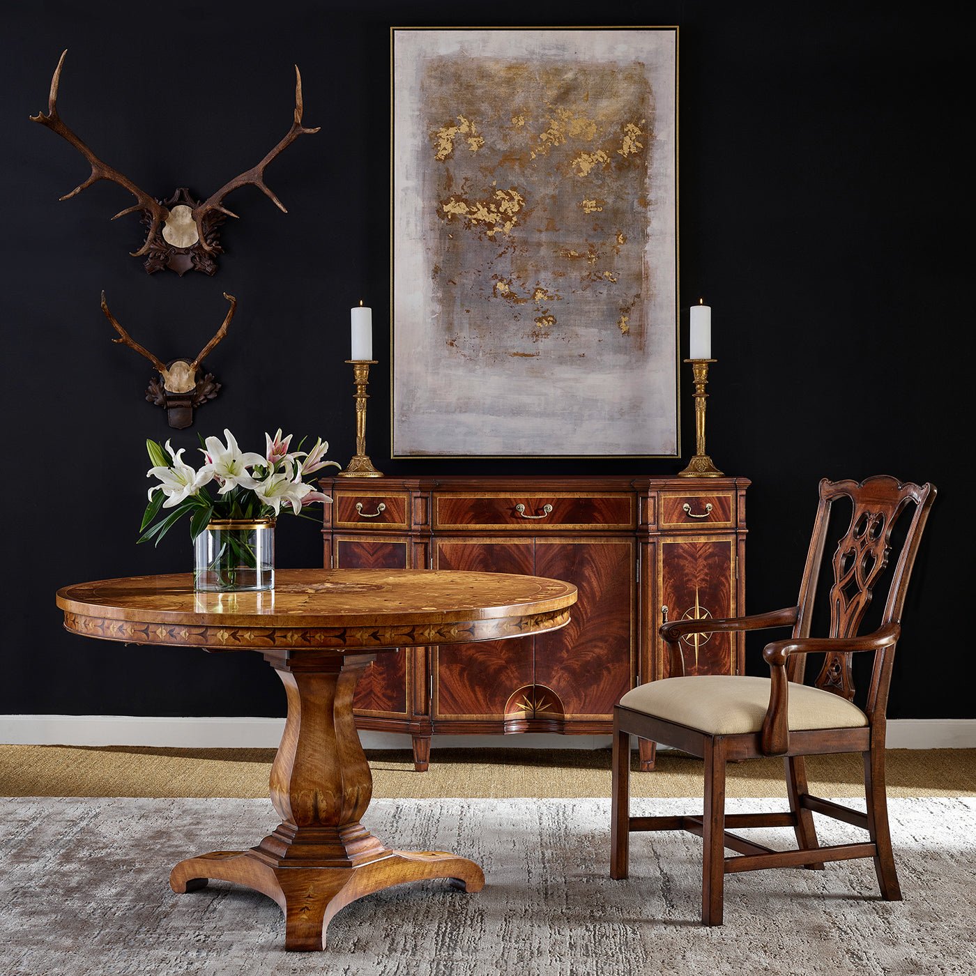 Chippendale dining chair in elegant room setting.