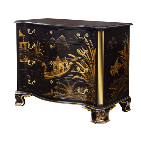 Chippendale Chinoiserie Serpentine Chest