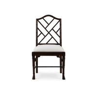Close front view of Chippendale dining chair.