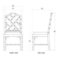 Dimensions of Chippendale faux bamboo dining chair diagram.