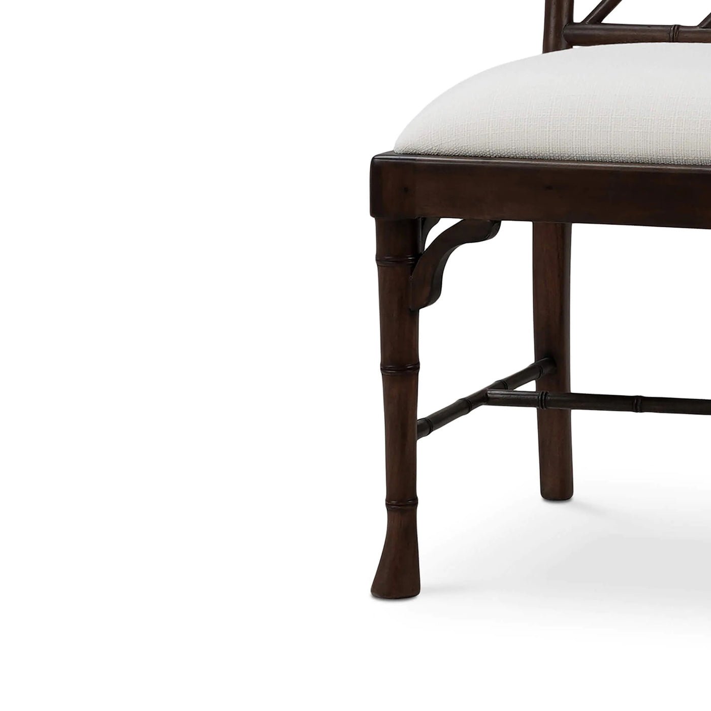 Detailed leg view of Chippendale dining chair.