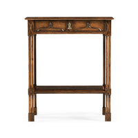 Front view of Chippendale Gothic side table with drawer.
