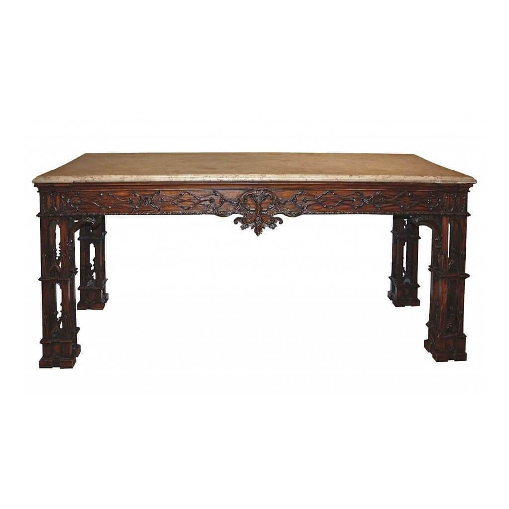 Antique Chippendale hall table with ornate carved details.
