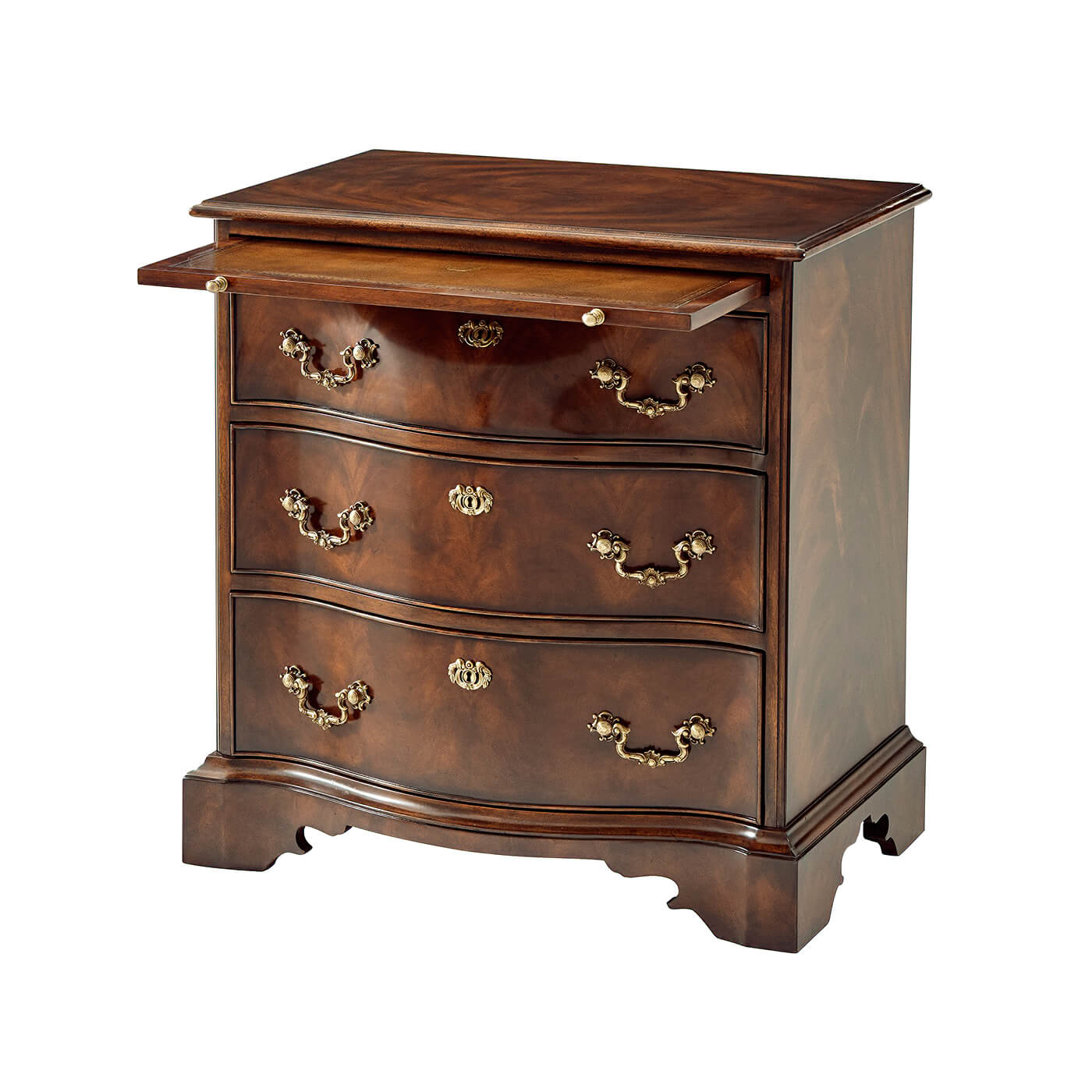 Chippendale nightstand with pull-out tray extended.