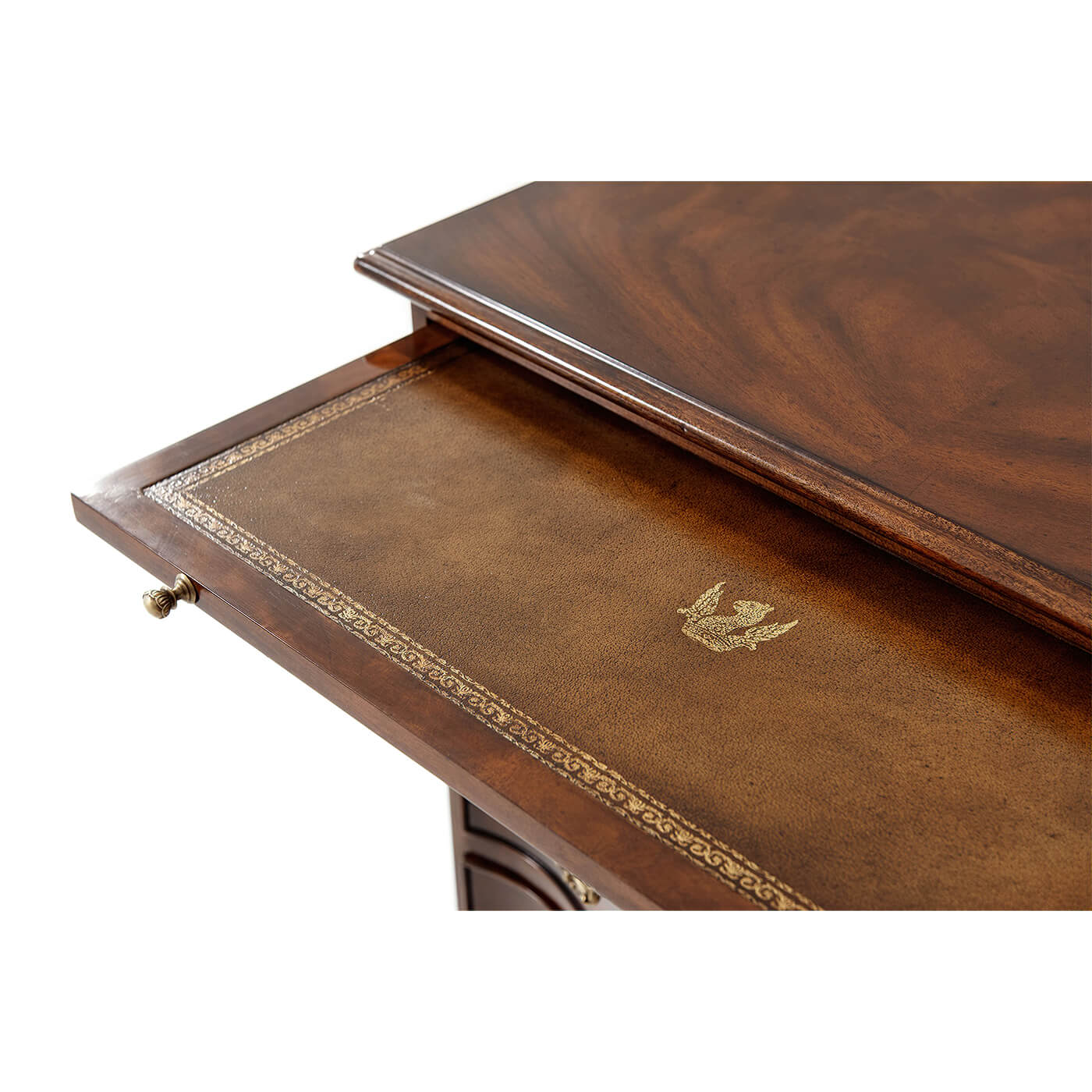 Detail of pull-out tray surface on nightstand.