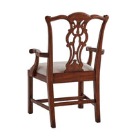 Back view of Chippendale mahogany dining armchair.
