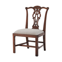 Chippendale mahogany dining chair front view with details.