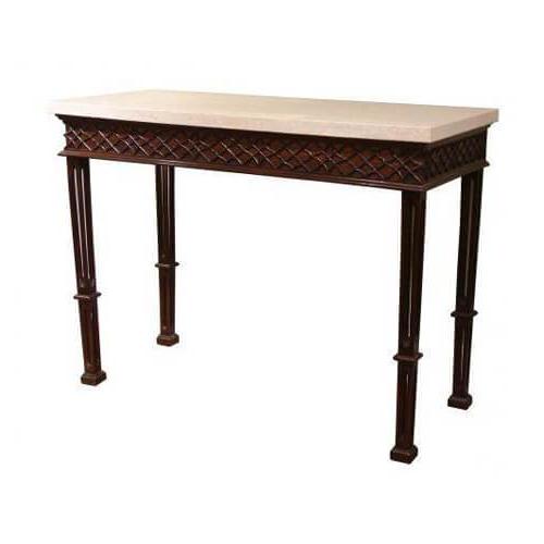 Traditional mahogany side table showcasing blind fretwork