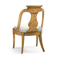 Back view of classic antique dining chair design.