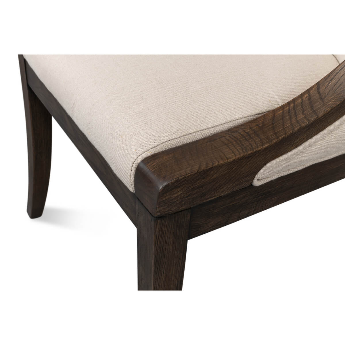 Classic ash dining chair leg and seat joint detail.