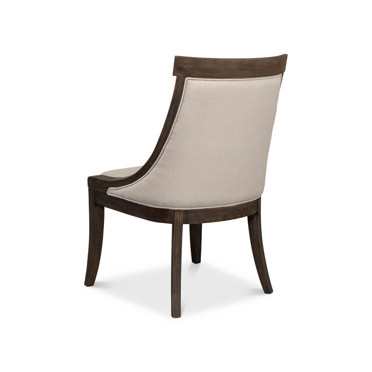 Classic ash dining chair rear angle with tapered legs.