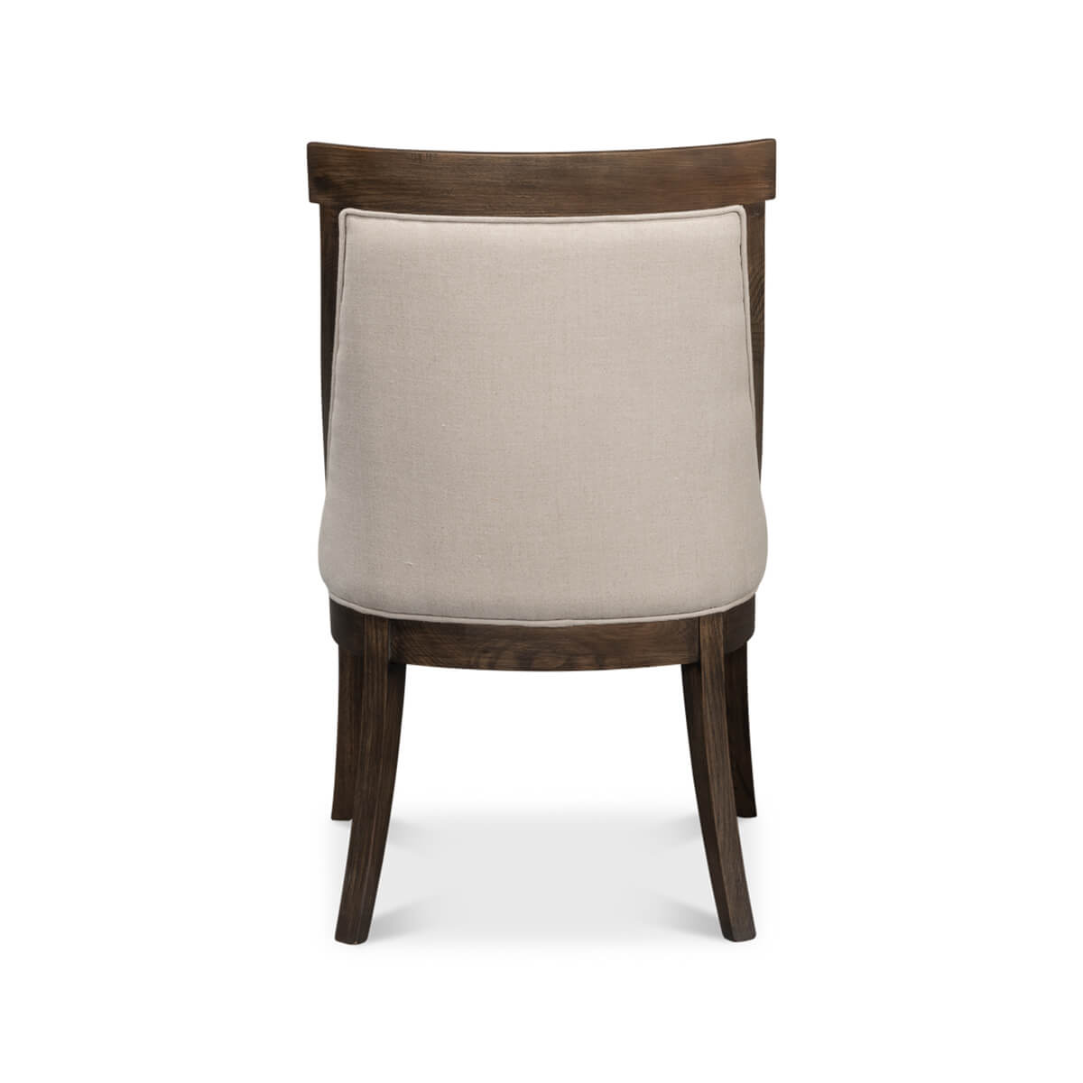 Classic ash dining chair back view highlighting wood frame.