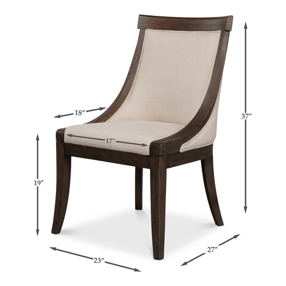 Classic ash dining chair dimensions and angled view.