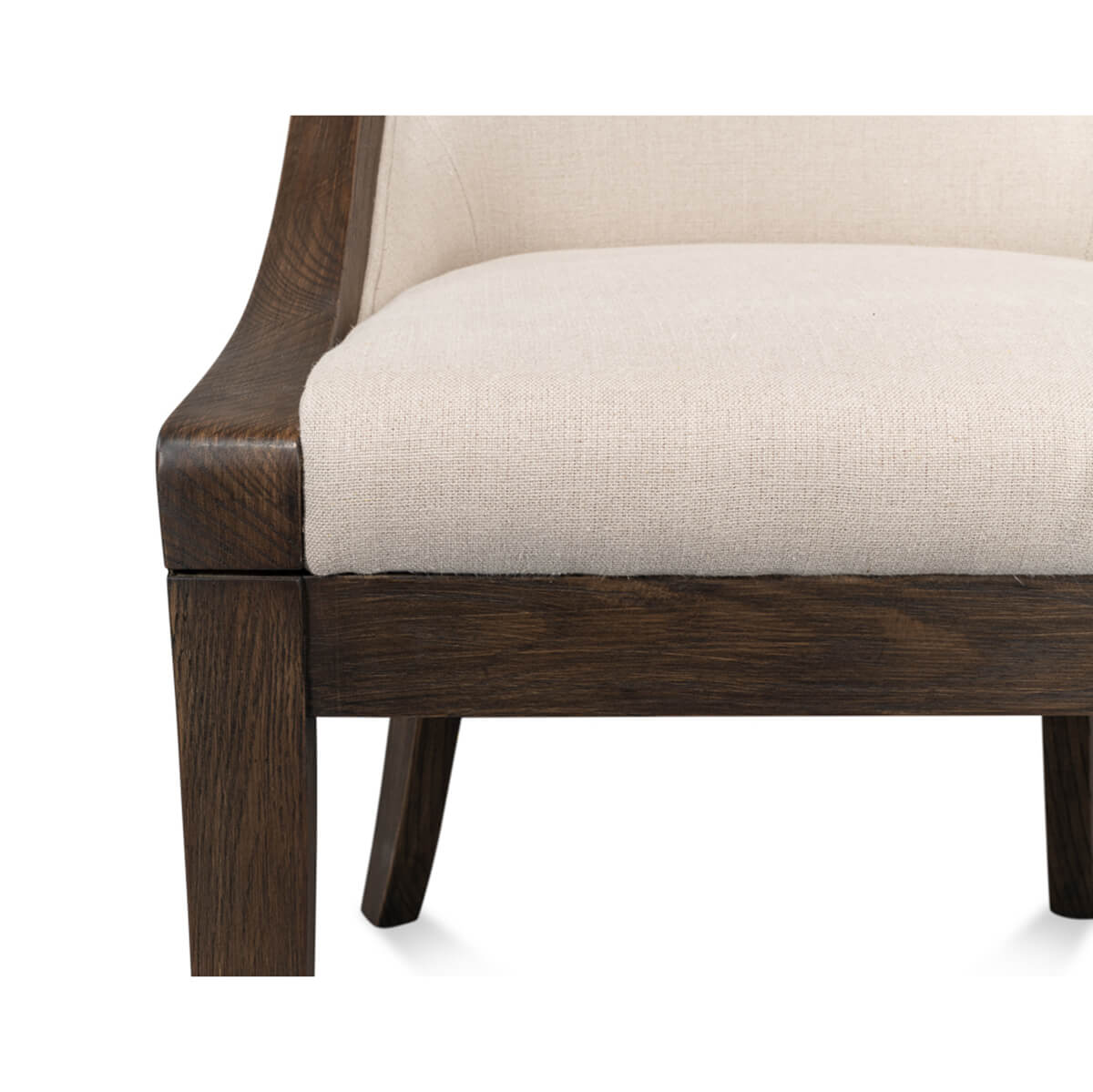Classic ash dining chair seat close-up with plush cushion.