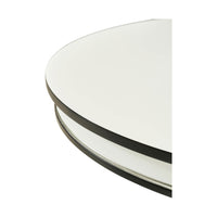 Close-up of tabletop edges, round dining table.