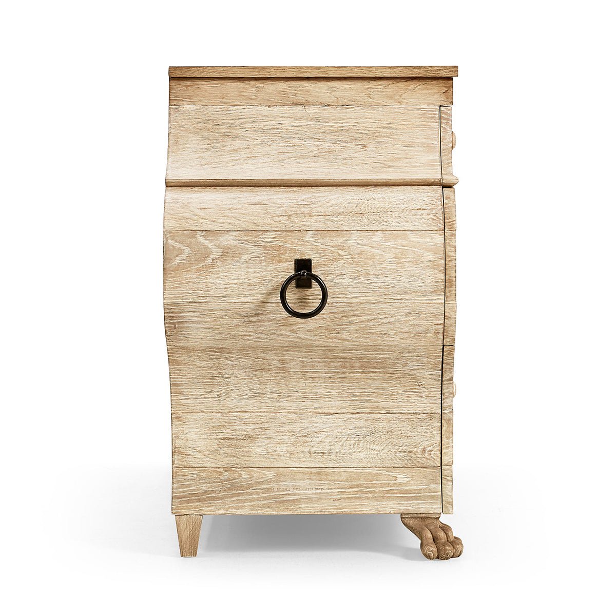 Classic bombe chest, side profile, highlighting design curves.