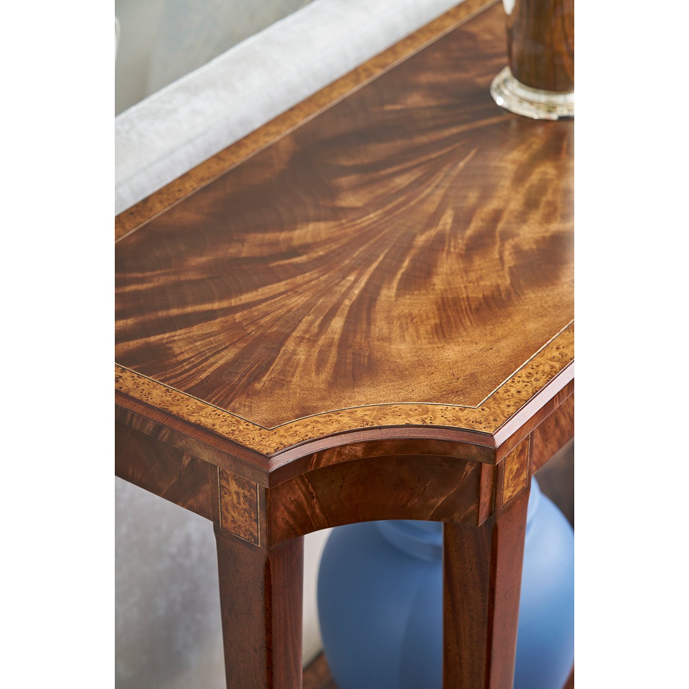Close-up of classic console table top detail.