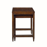 Single nested side table, front view, brown wood.