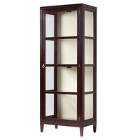 Single classic curio cabinet with glass doors and shelves.