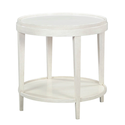 Classic Distressed White Round End Table