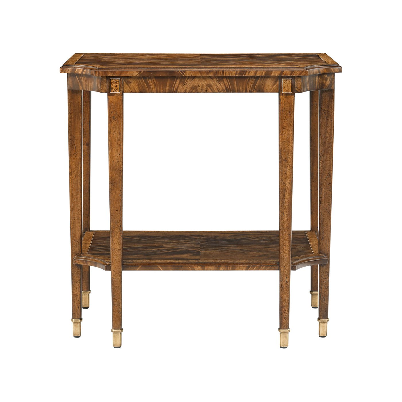 Front view of wooden end table showing full structure.