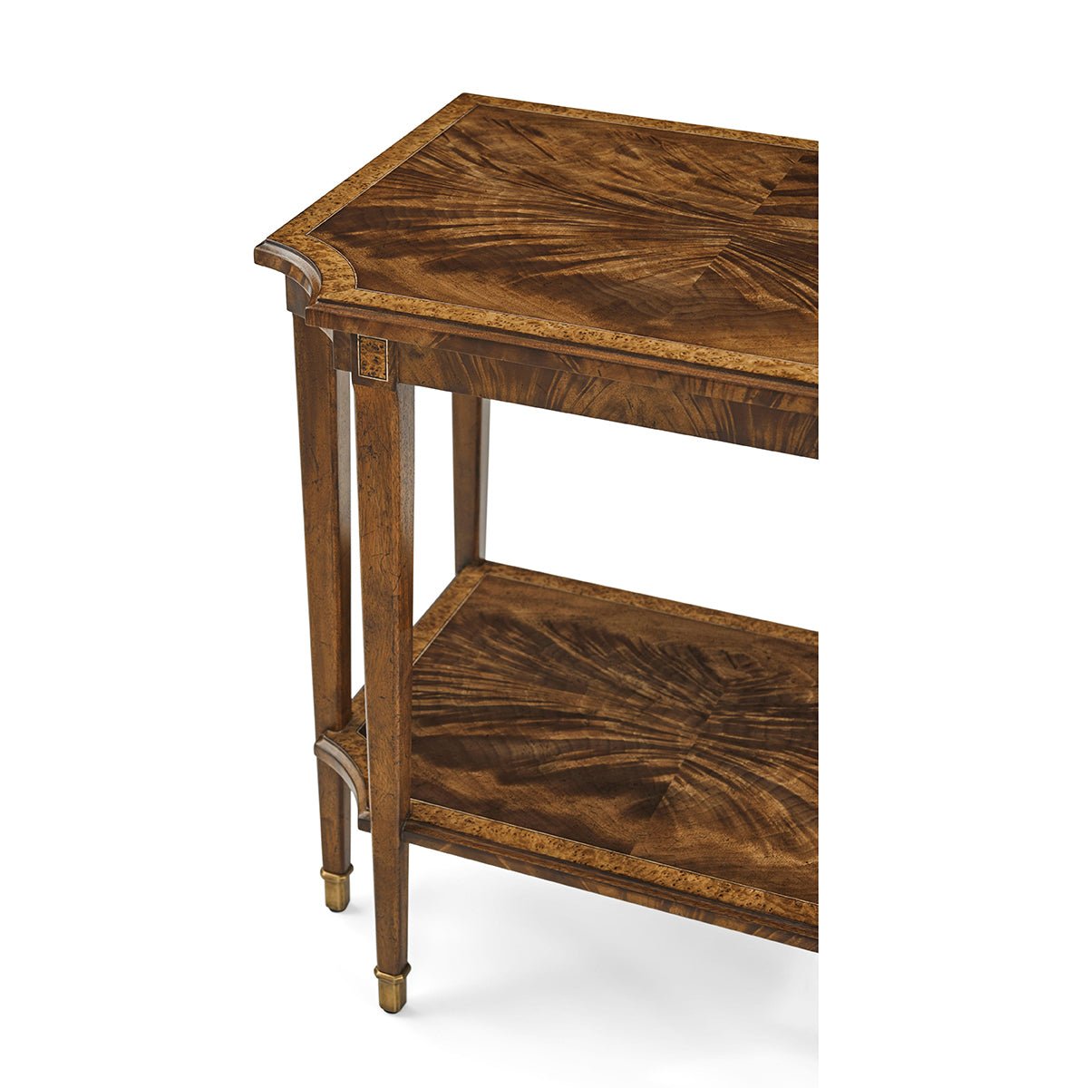 Detailed view of end table corner and finish.