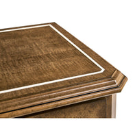 Top surface design of classic English tall dresser.