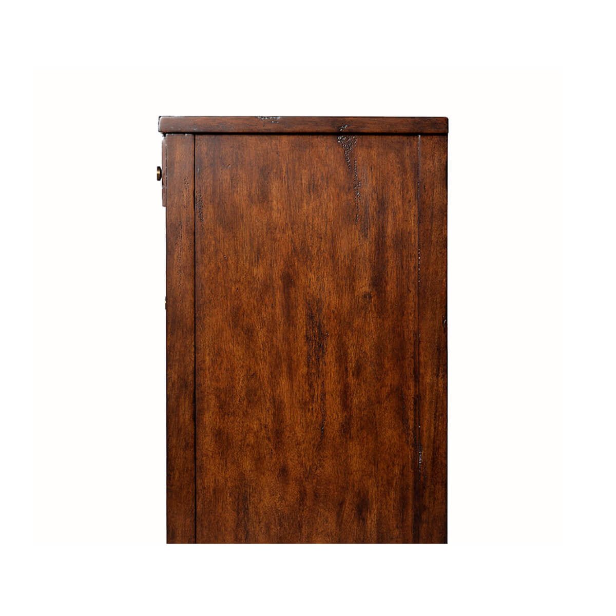 Side view of classic wood sideboard design.