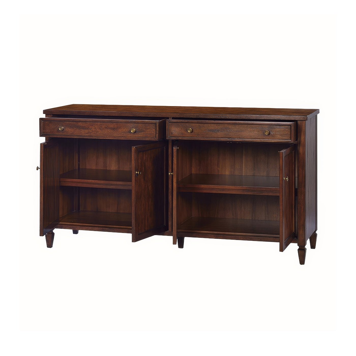 Open sideboard with visible shelves and compartments.