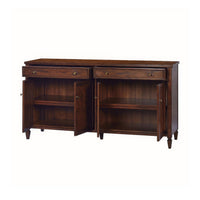 Open sideboard with visible shelves and compartments.
