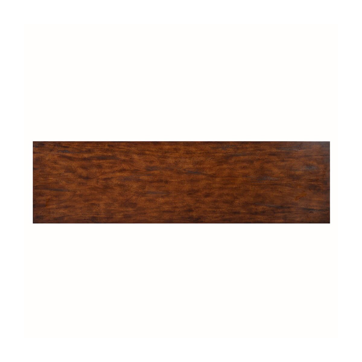 Top view of wooden sideboard surface.
