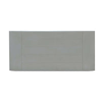 Top view of grey farmhouse dining table surface.