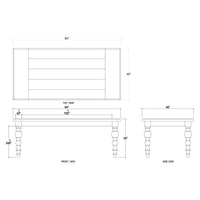 Dining table dimensions and schematic drawing.