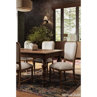 Dining table with chairs in room, alternate finish.