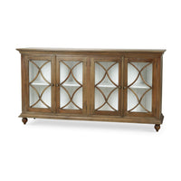 Classic four-door credenza, front angled view.