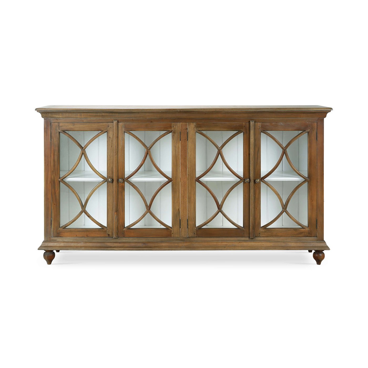 Classic four-door credenza, straight front view.