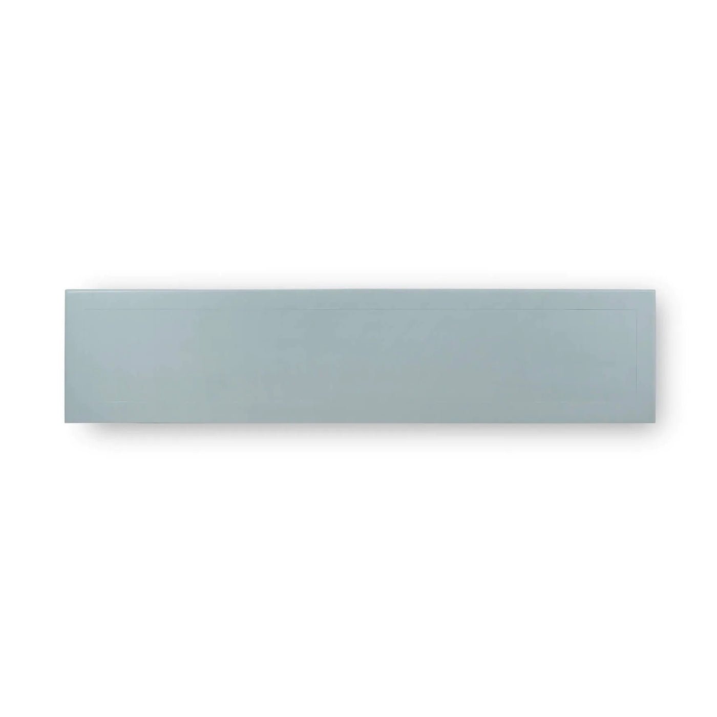 Top view of frosted blue credenza surface.
