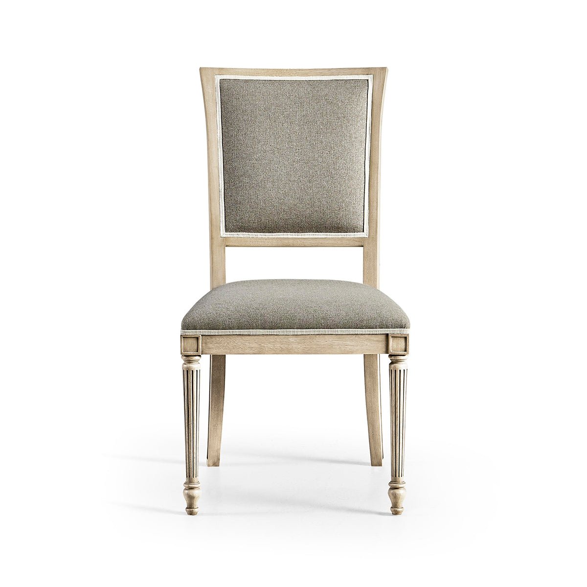 Front view of elegant classic French dining chair.