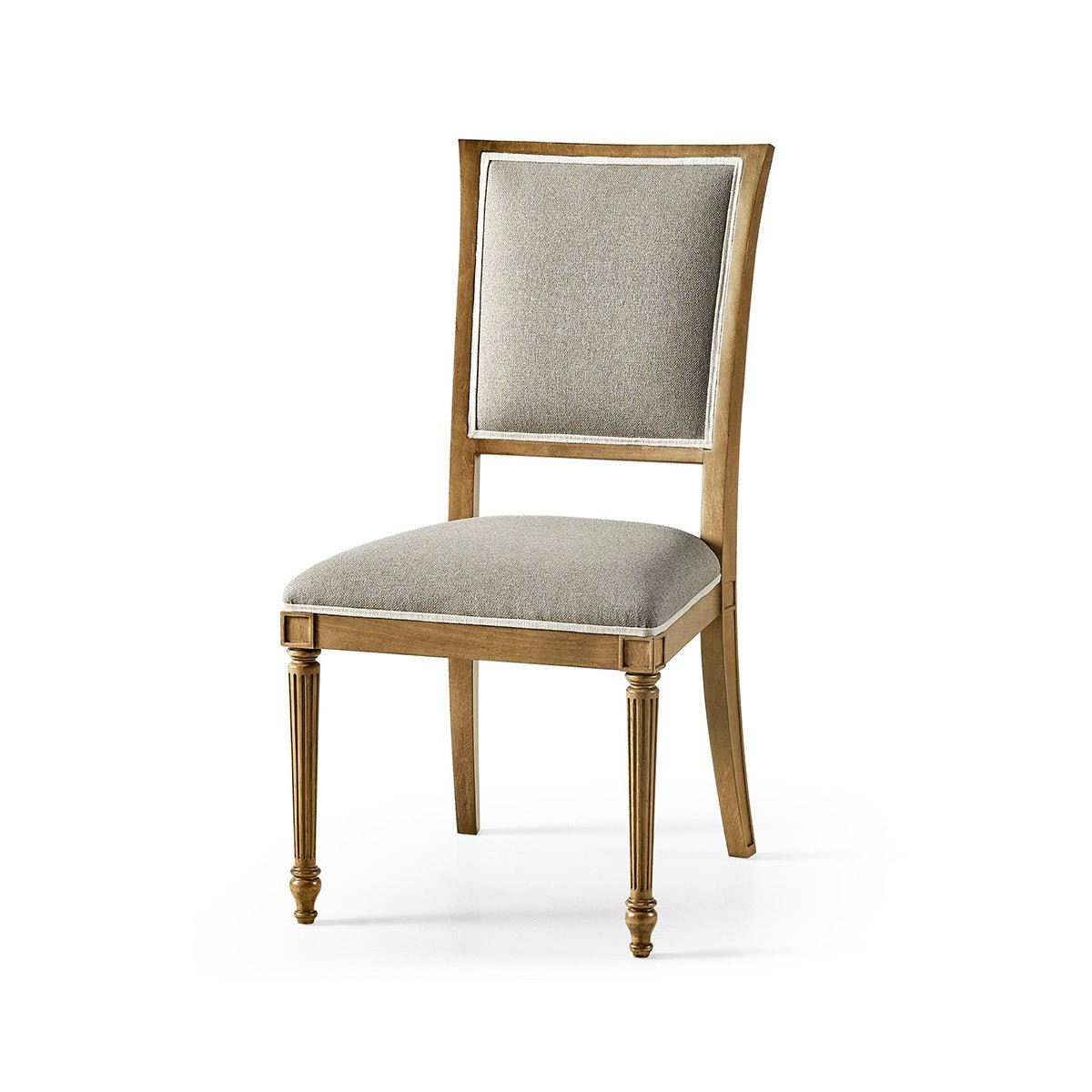 Classic French dining chair, angled front view, cherry finish.