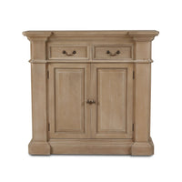 Angled view of classic French small credenza cabinets