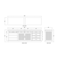 Dimensions diagram of classic buffet bar cabinet.