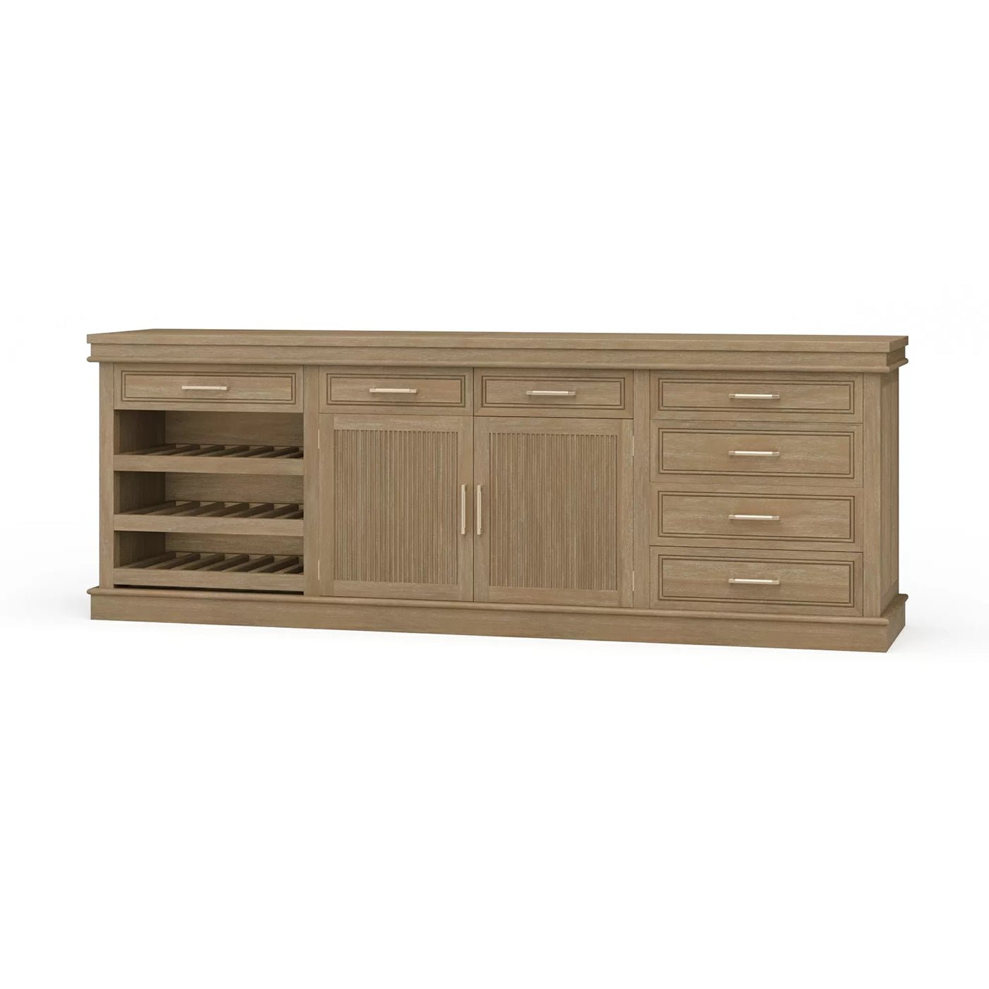 Front view of classic large buffet bar cabinet.