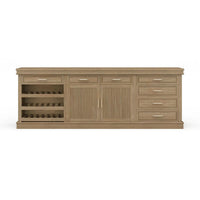 Straight-on view of buffet bar cabinet with drawers.