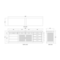 Dimensions diagram of classic buffet bar cabinet.