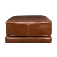 Top view showcasing the leather ottoman's smooth surface.