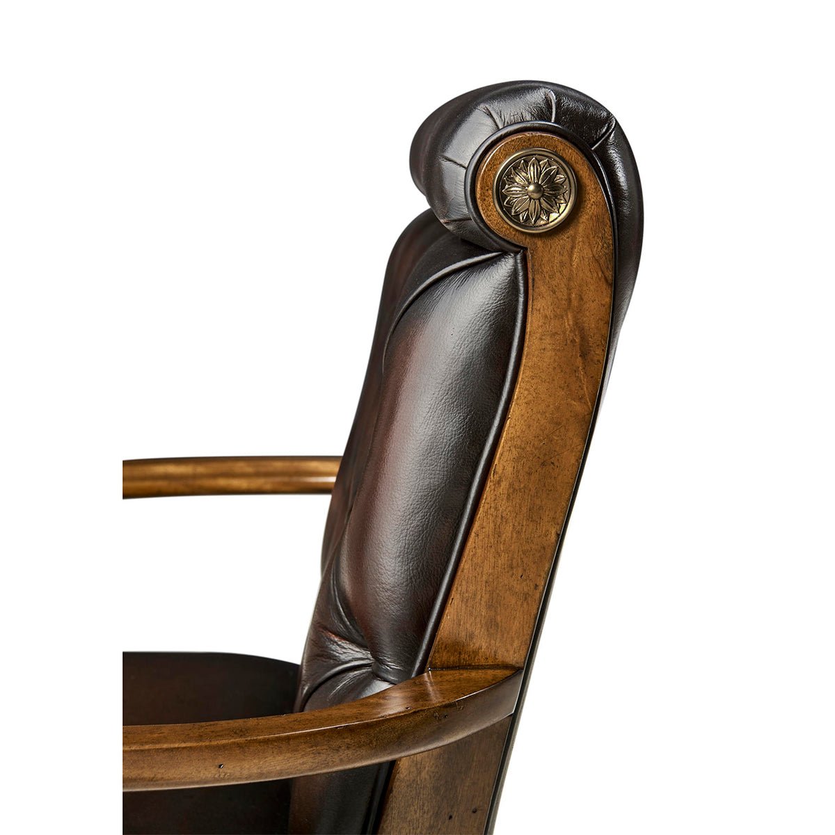 Armchair's decorative side detail close-up.