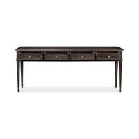 Console table front view highlighting drawer details.