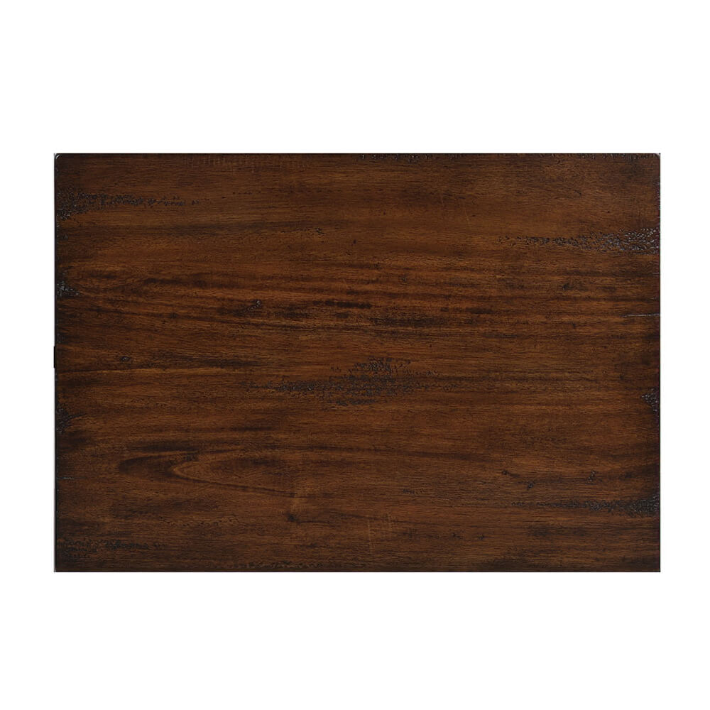Top view of mahogany side tabletop.