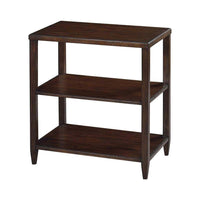 Three-tier side table, full view, mahogany finish